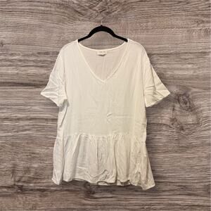Orange Creek LA Women's XL Cream Peplum Blouse Textured V Neck Boho Flowy Top